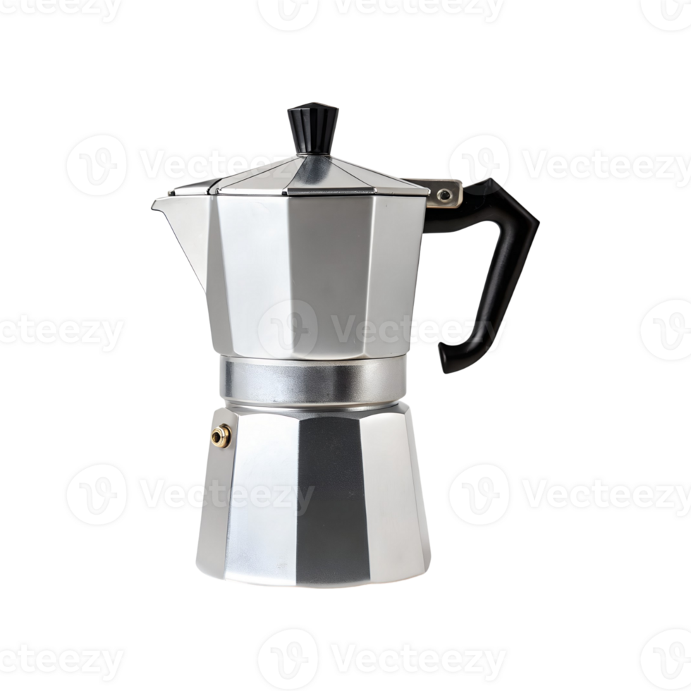Sleek Silver Aluminum Stovetop Moka Pot Coffee Maker Espresso Machine png