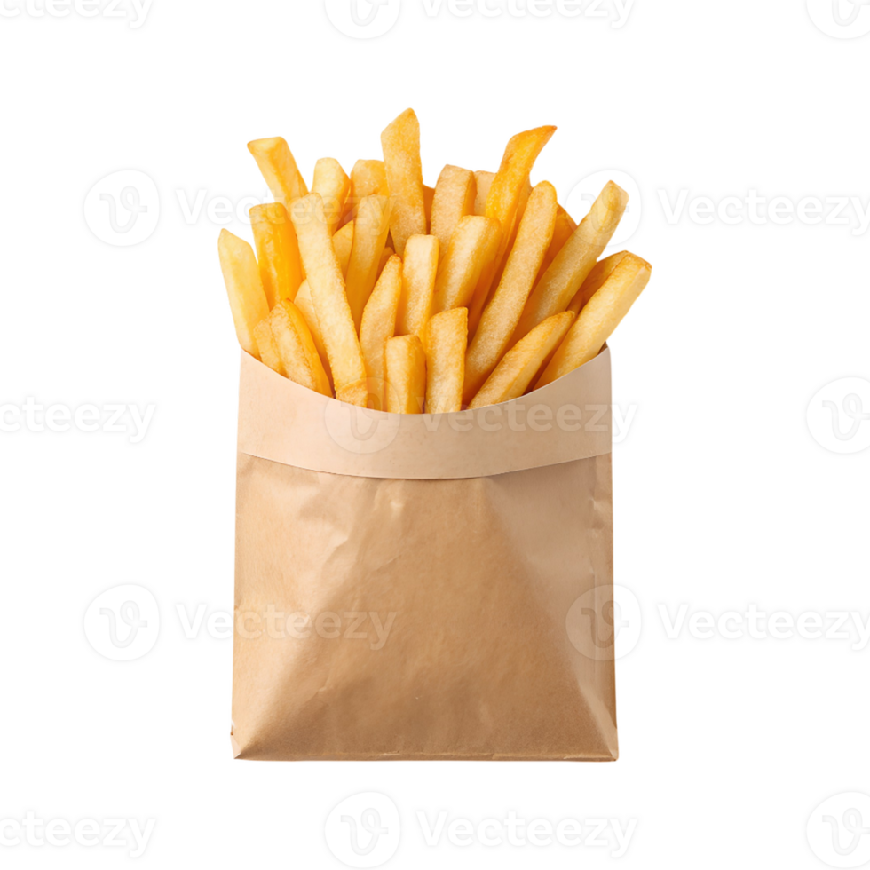 A Paper Bag Full of Delicious Golden French Fries Ready to Eat png