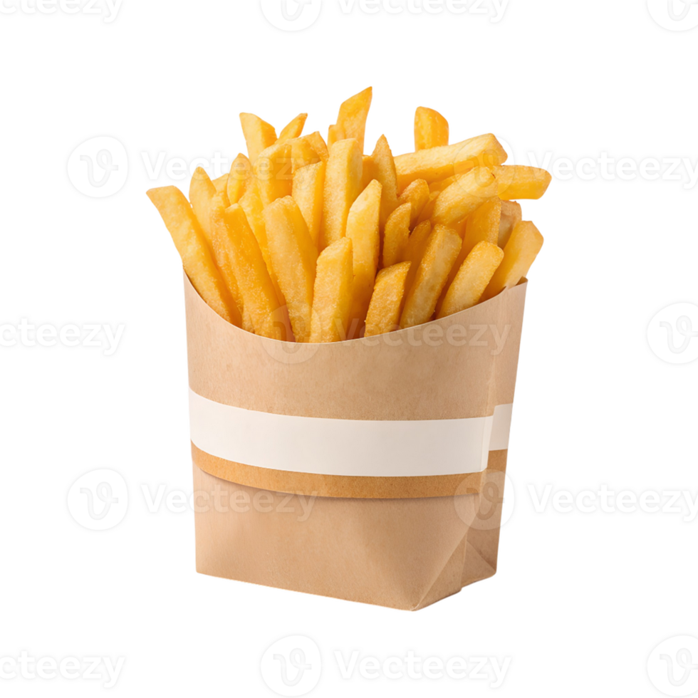 Delicious Golden French Fries in a Brown Paper Bag Ready to Eat png