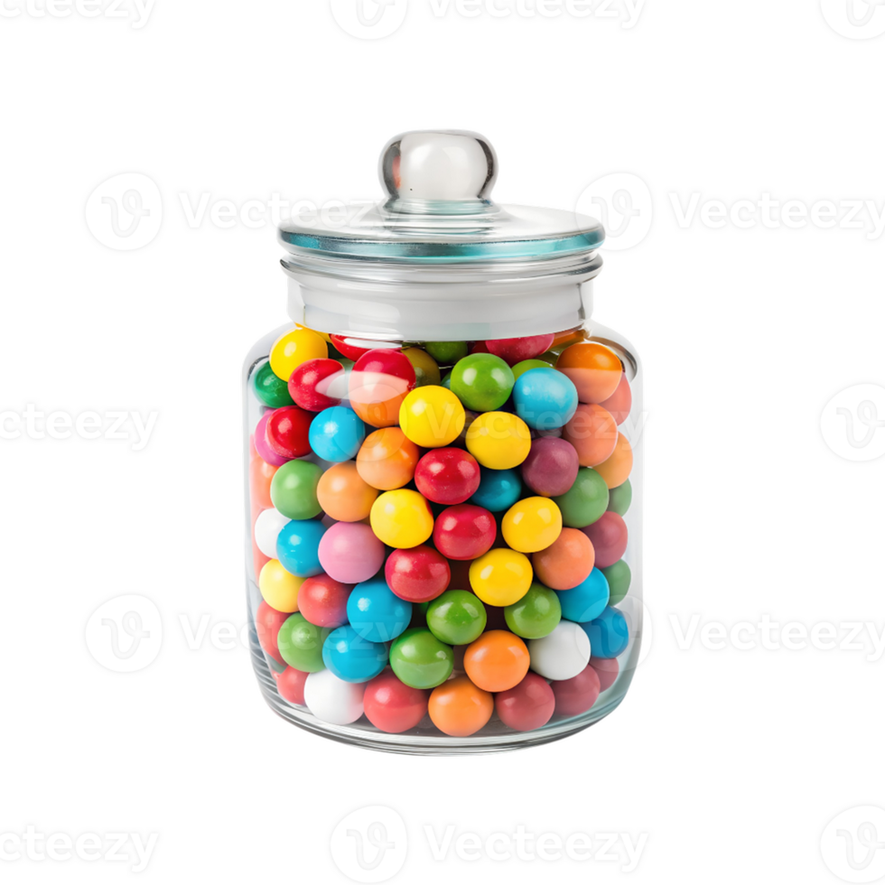 A Glass Jar Filled with Colorful Gumballs Ready for a Sweet Treat png