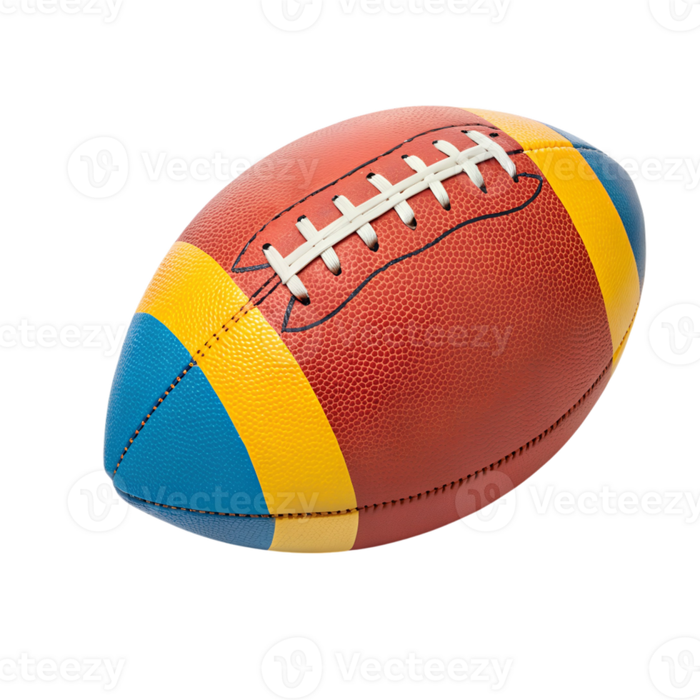 Colorful American Football with Red Yellow and Blue Stripes png