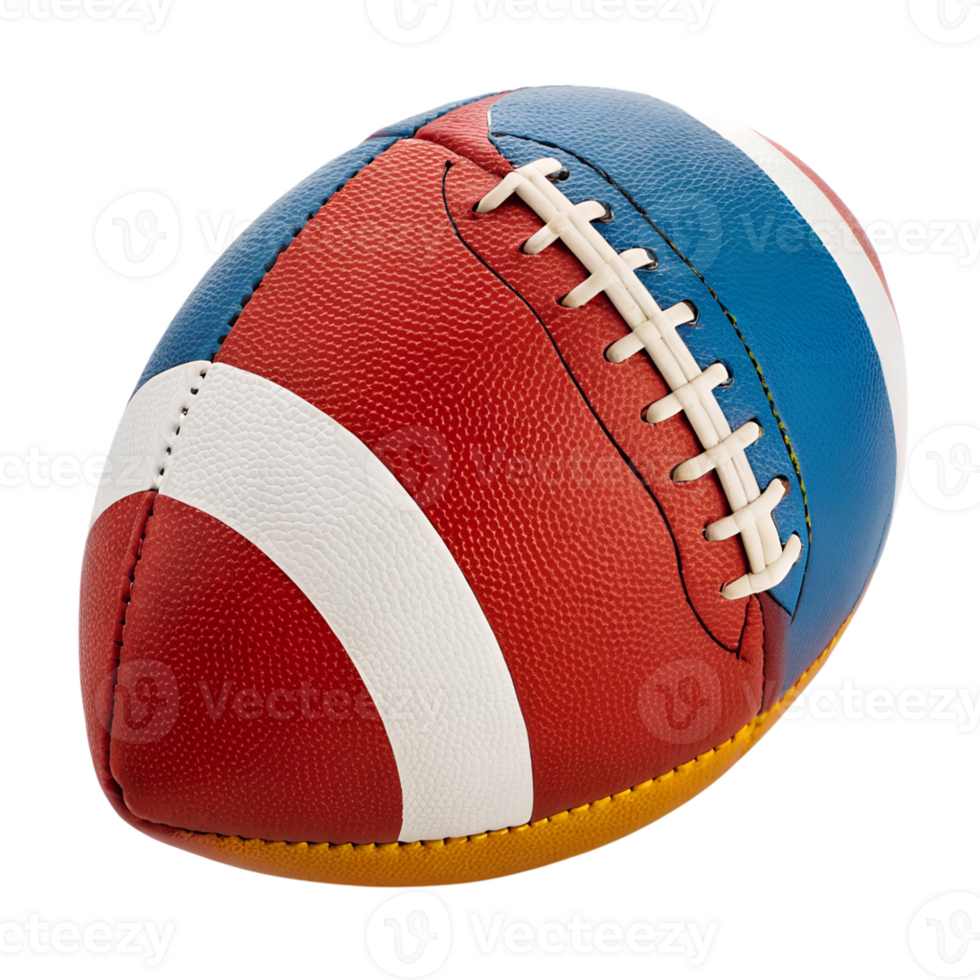Colorful American Football with Red White Blue and Gold Panels png