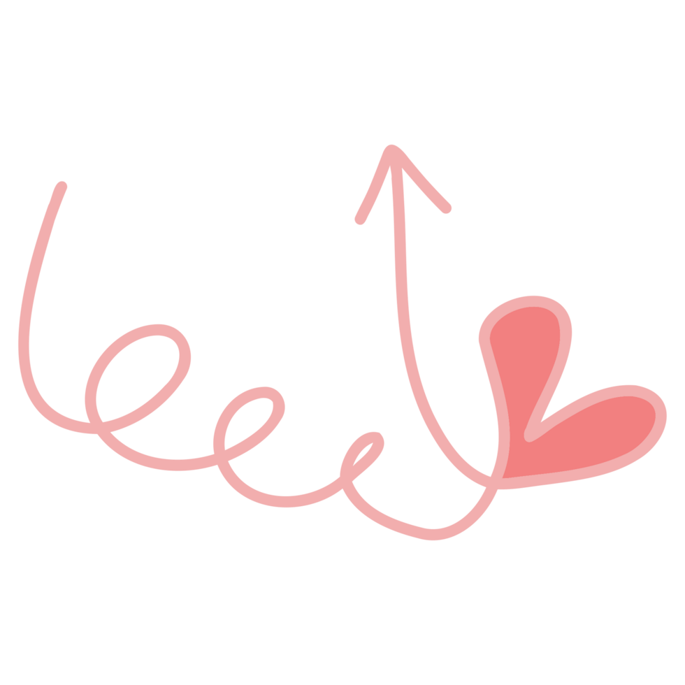 a pink heart with an arrow pointing png