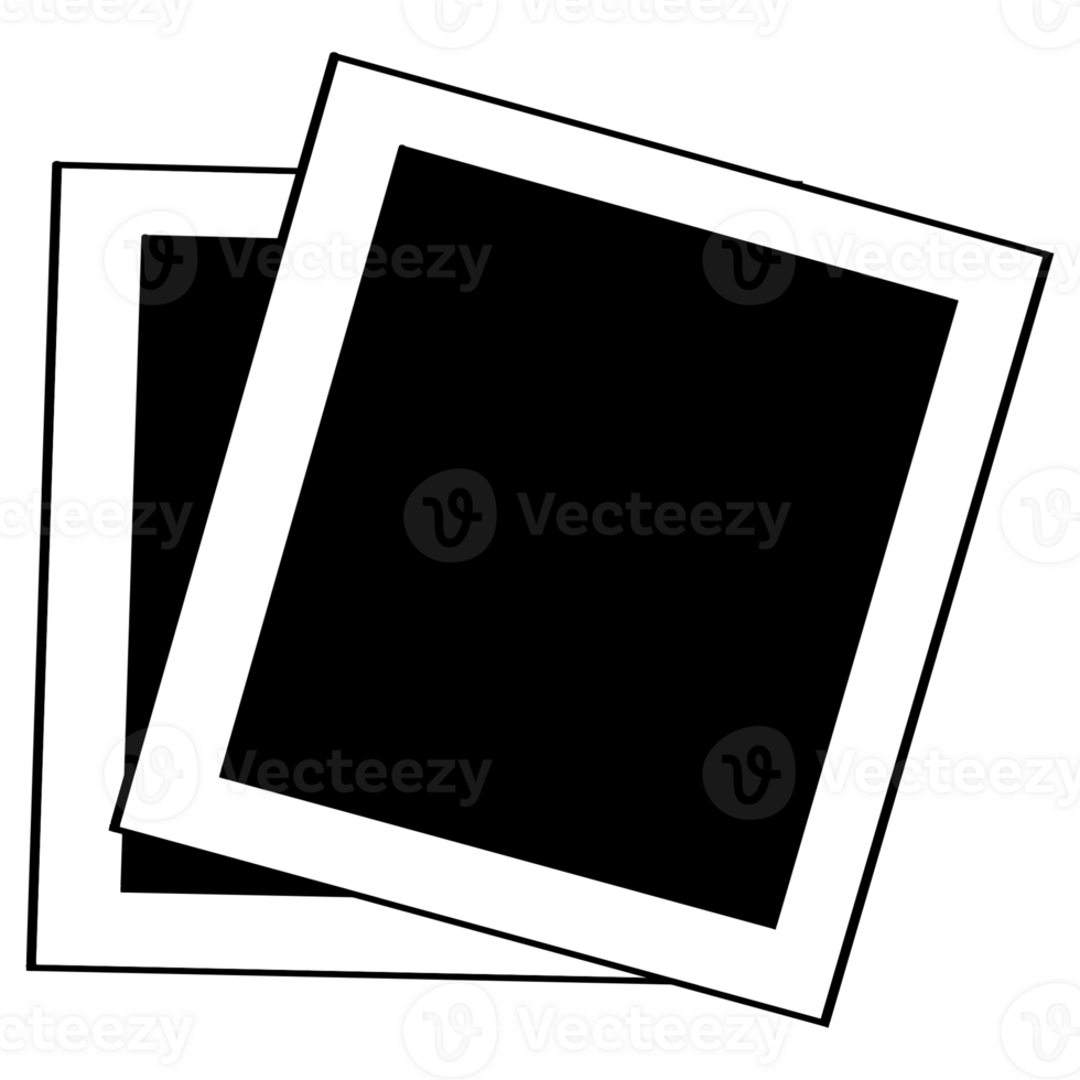 two black and white photo frames on a transparent background png
