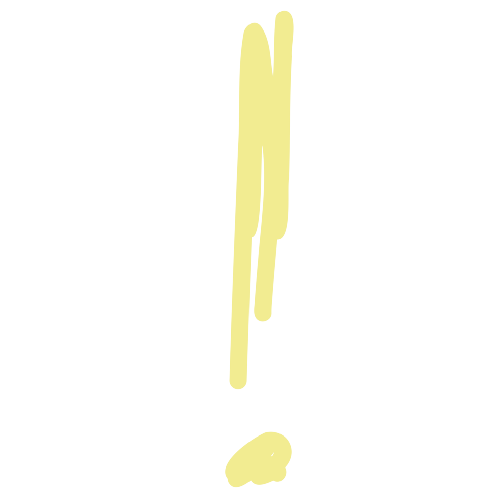 Doodle yellow exclamation mark on transparent background png