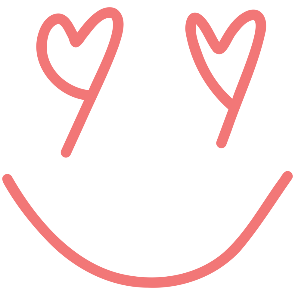 a smiley face with hearts drawn on it png