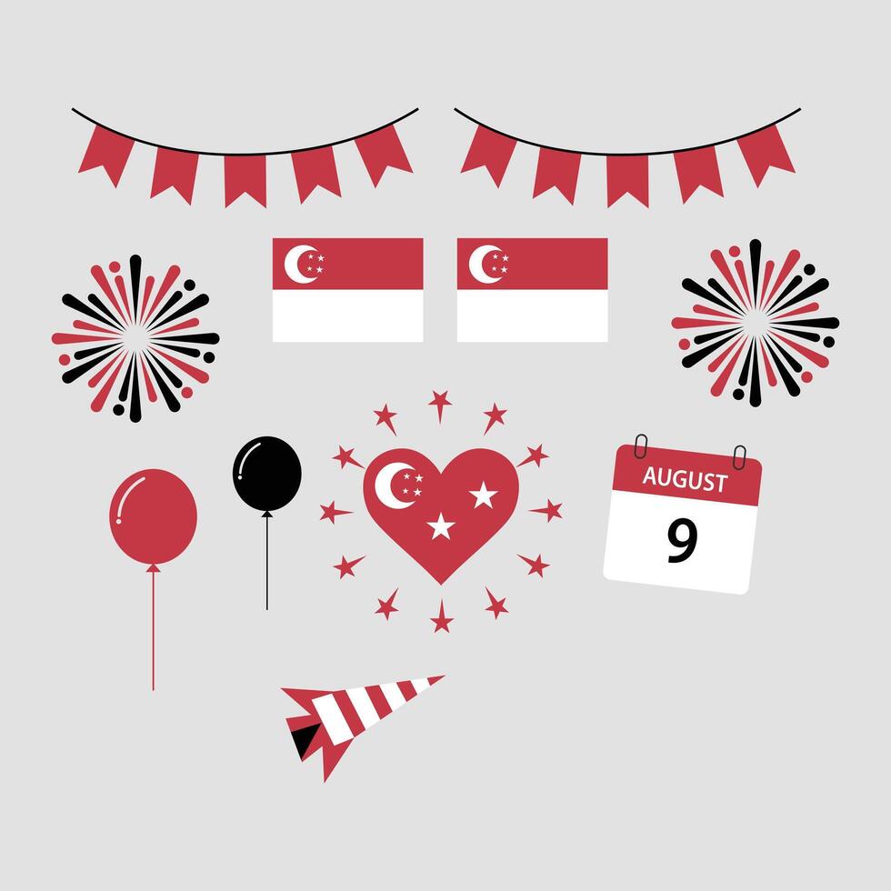 Singapore National Day symbols design vector