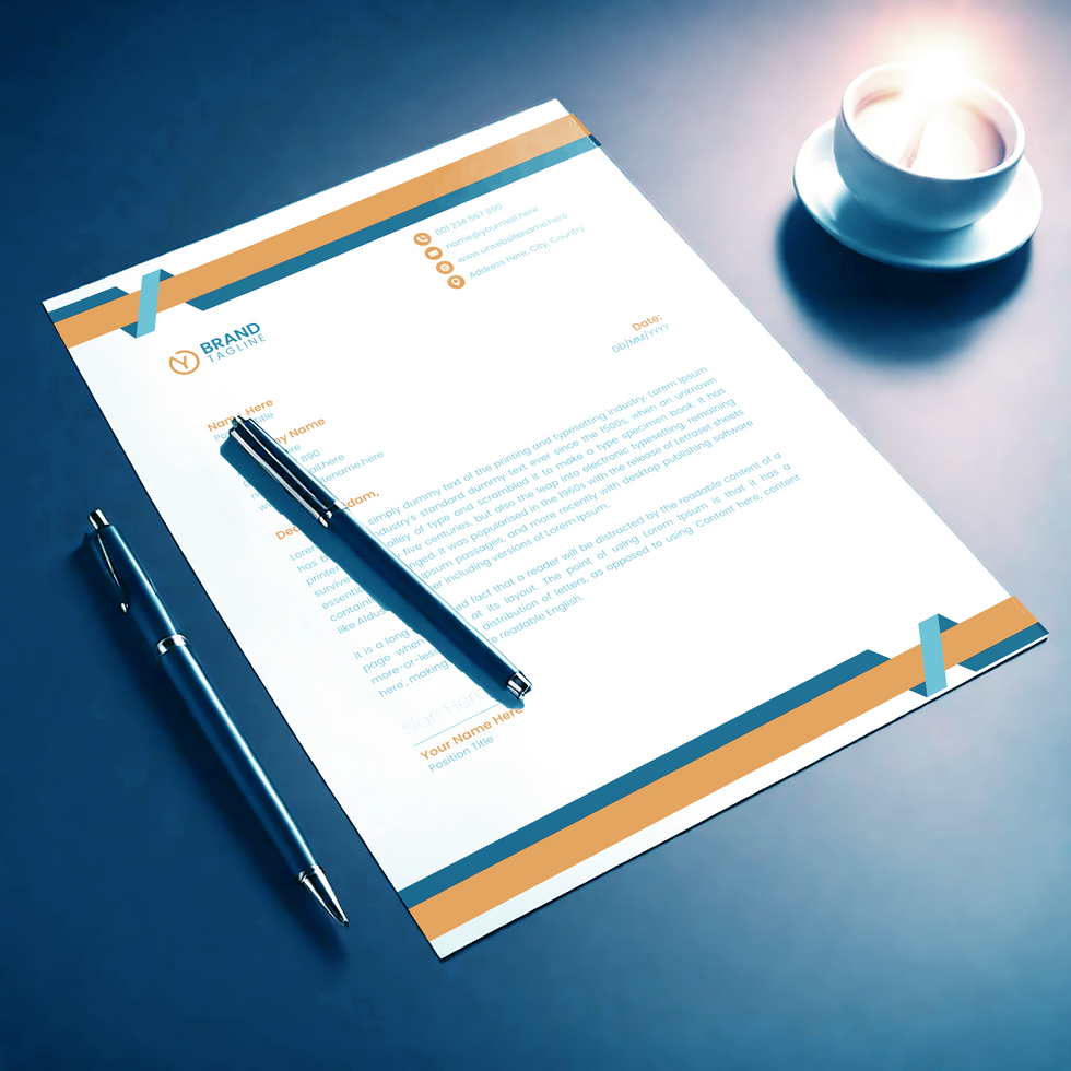 Modern Letterhead Mockup Template with Pen and Coffee psd