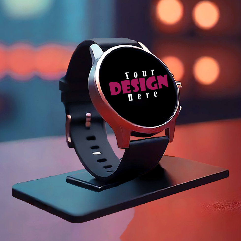 Smartwatch mockup with Rose Gold Finish on Display psd