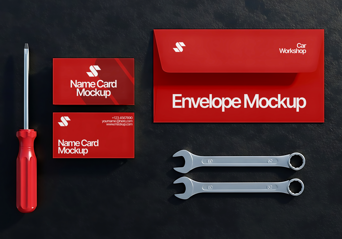 Car Workshop Stationery Mockup psd