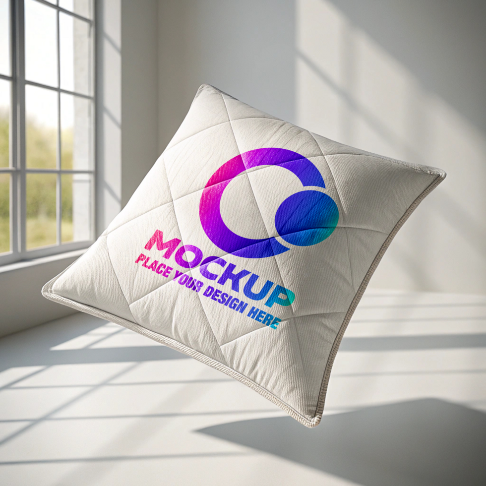 Pillow Mockup A Design Template in Sunlit Space psd