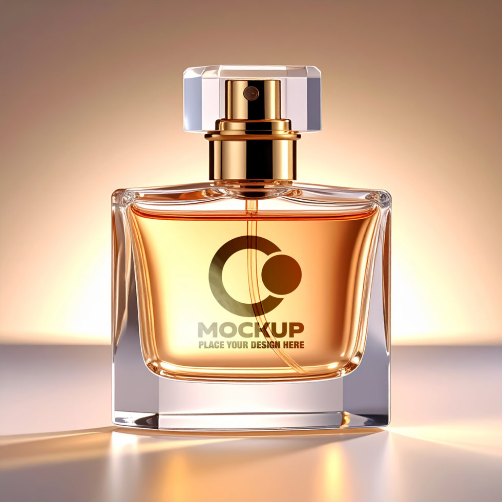 Luxury Perfume Bottle Mockup Amber Fragrance in Glass psd