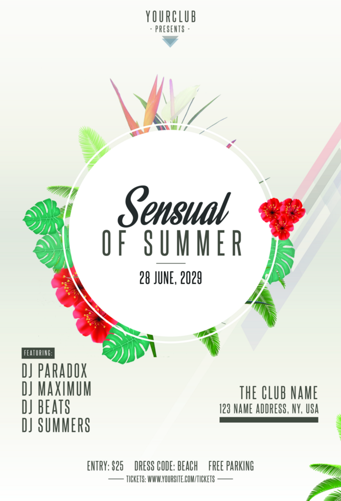 Sensual Summer Minimal Event Flyer Invitation template psd