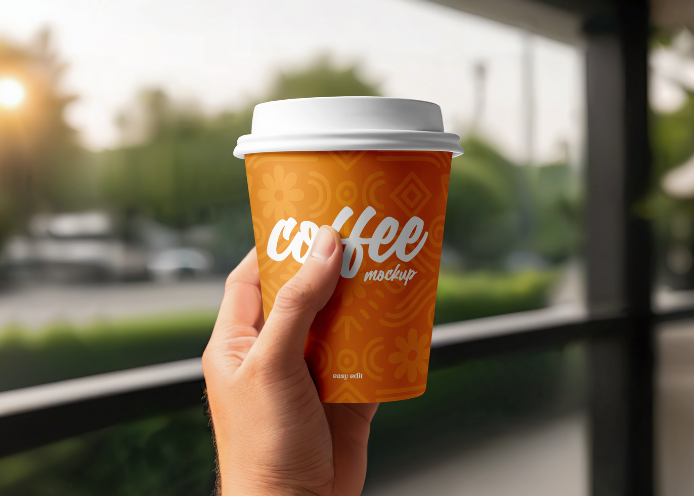 Coffee Cup In Hand Mockup psd