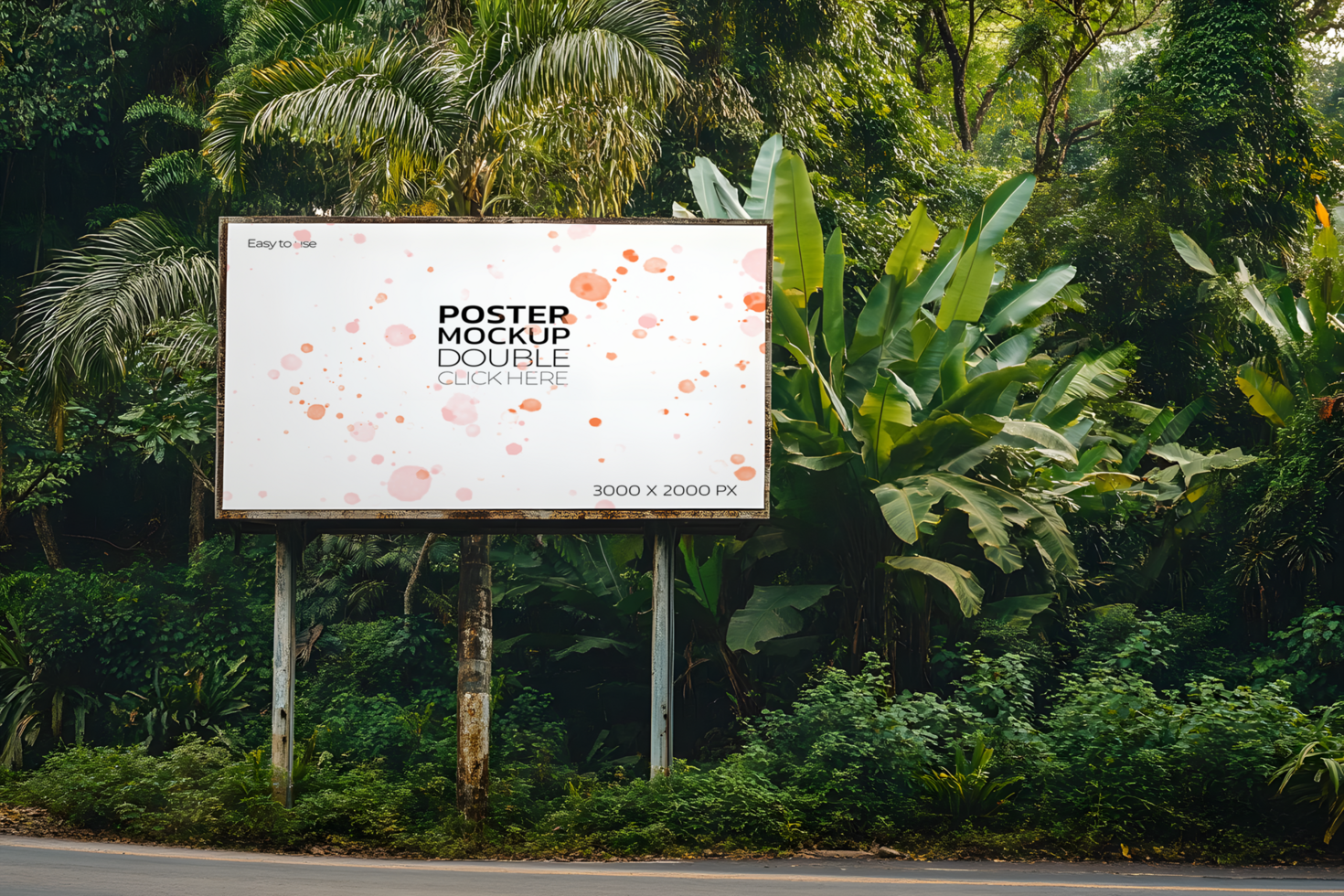 Rustic Billboard Mockup in a Jungle Environment psd