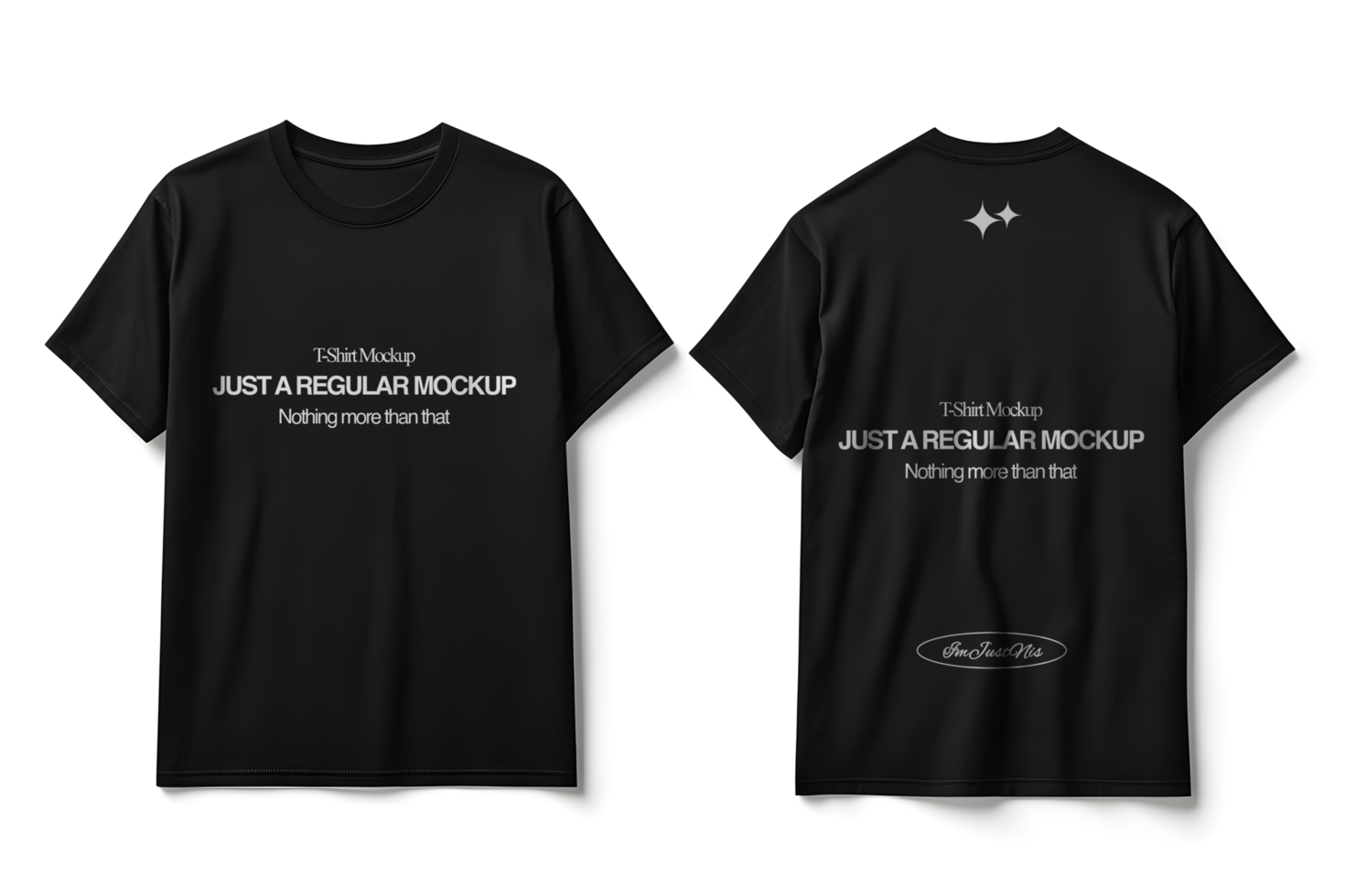 Front and Back View of a Black T-Shirt Mockup psd