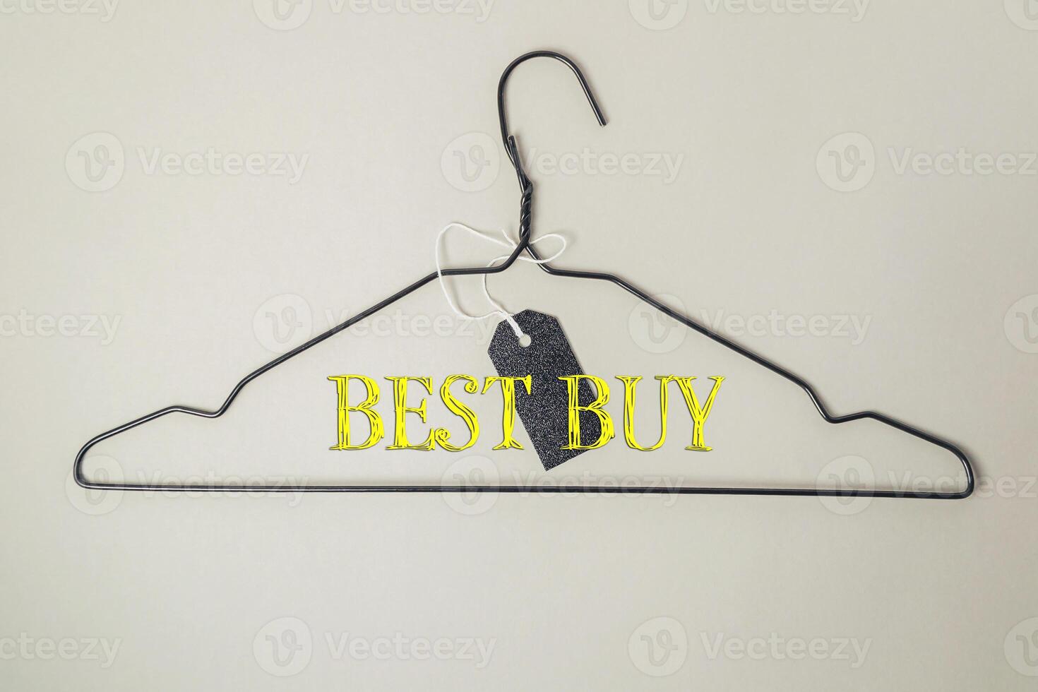 Clothes hanger with a tag that says Best Buy photo
