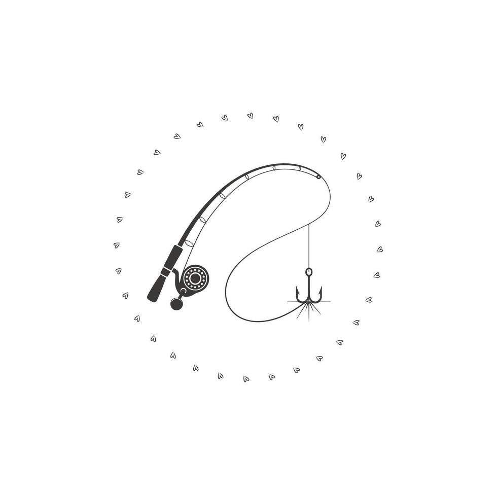 Simple Fishing Illustration Rod Forms Word with Curved Line vector
