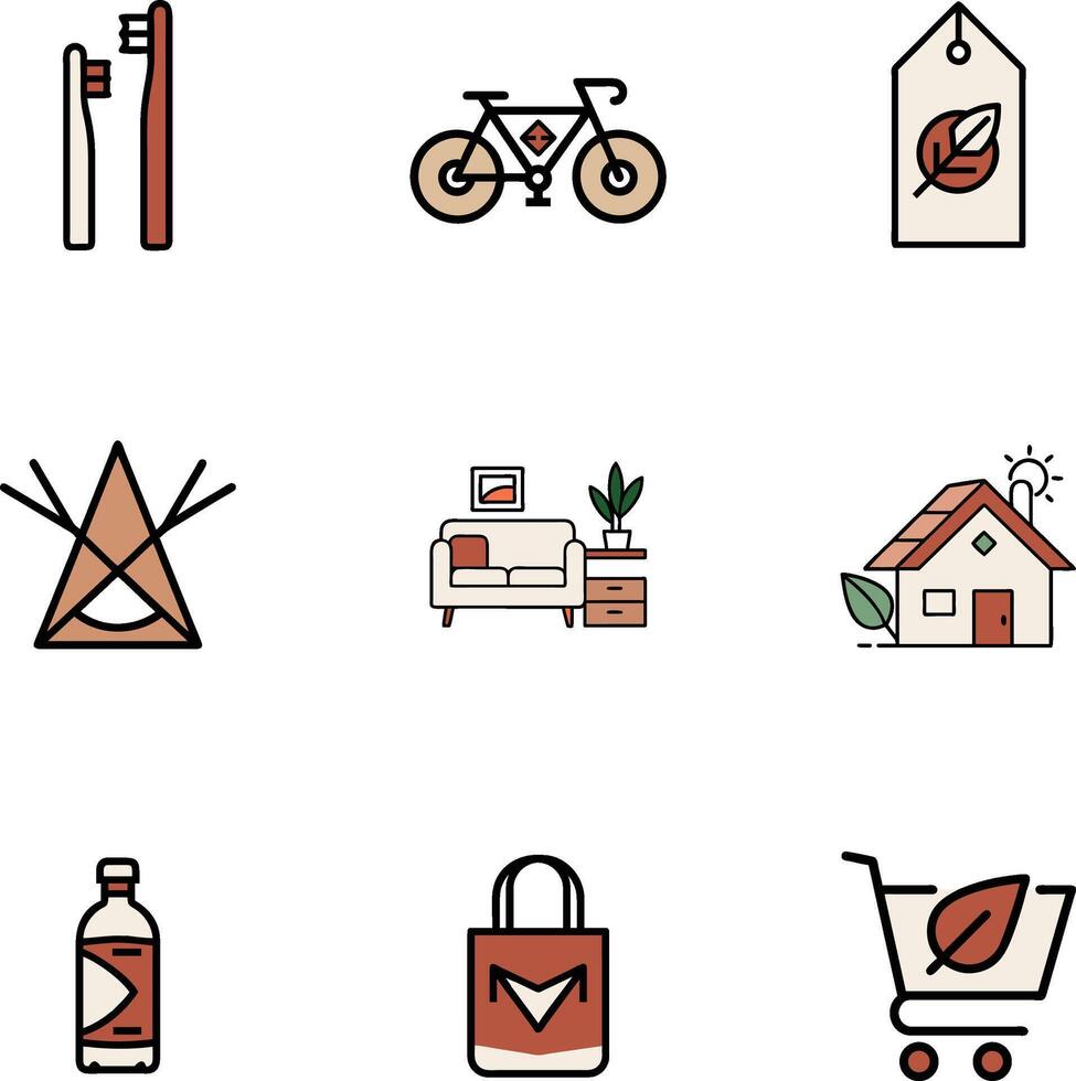 Sustainable lifestyle icon bundle eco friendly design elements vector