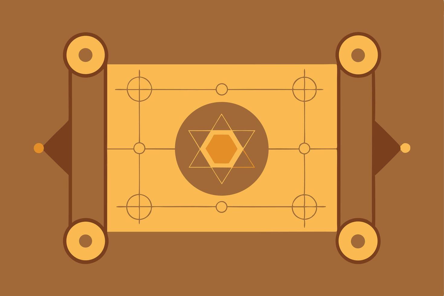 Ancient Scroll Geometric Design Star of David, Sacred Symbolism vector