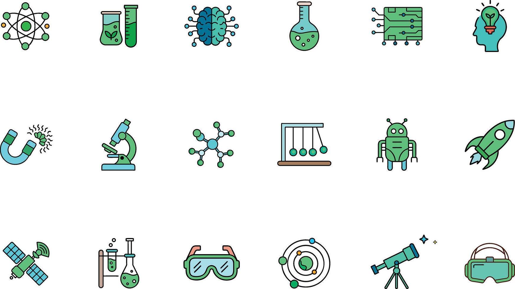 Science technology engineering math stem icons bundle vector
