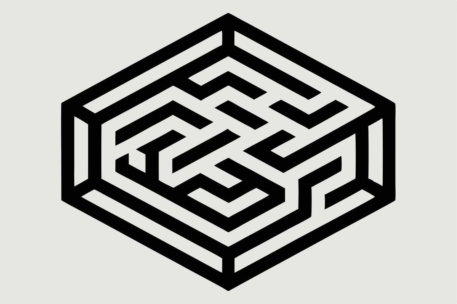 Hexagonal 3D Maze Puzzle Geometric Labyrinth Design Illusion vector