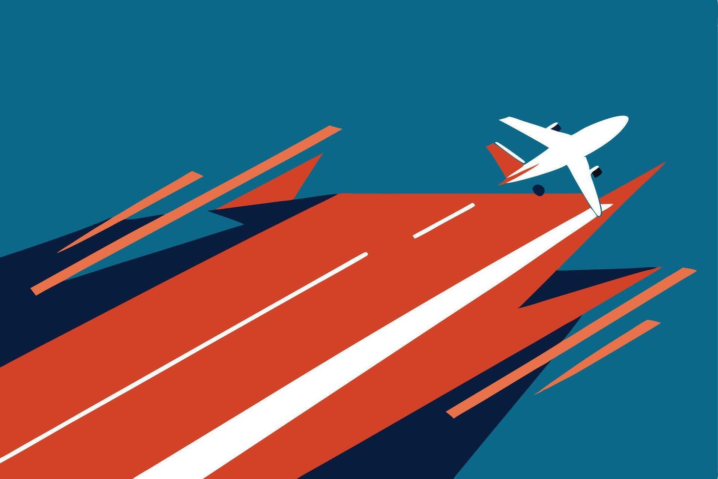 Airplane Taking Off Runway Geometric Abstract Design Travel Flight vector