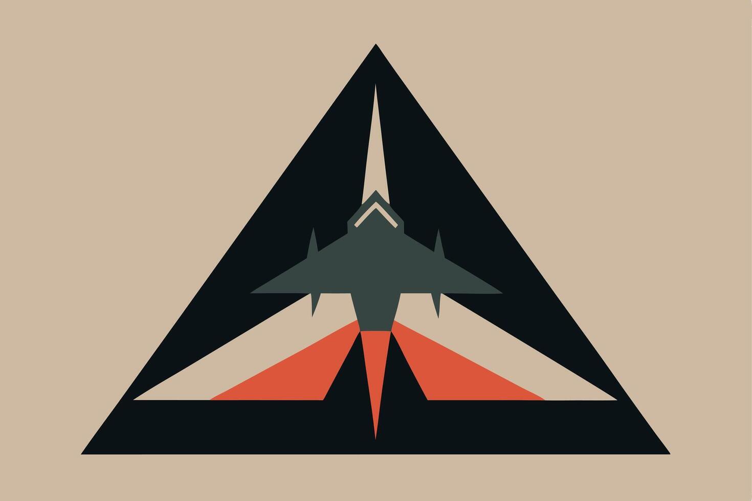 Stealth Fighter Jet Triangle Abstract Geometric Military Aviation Art vector
