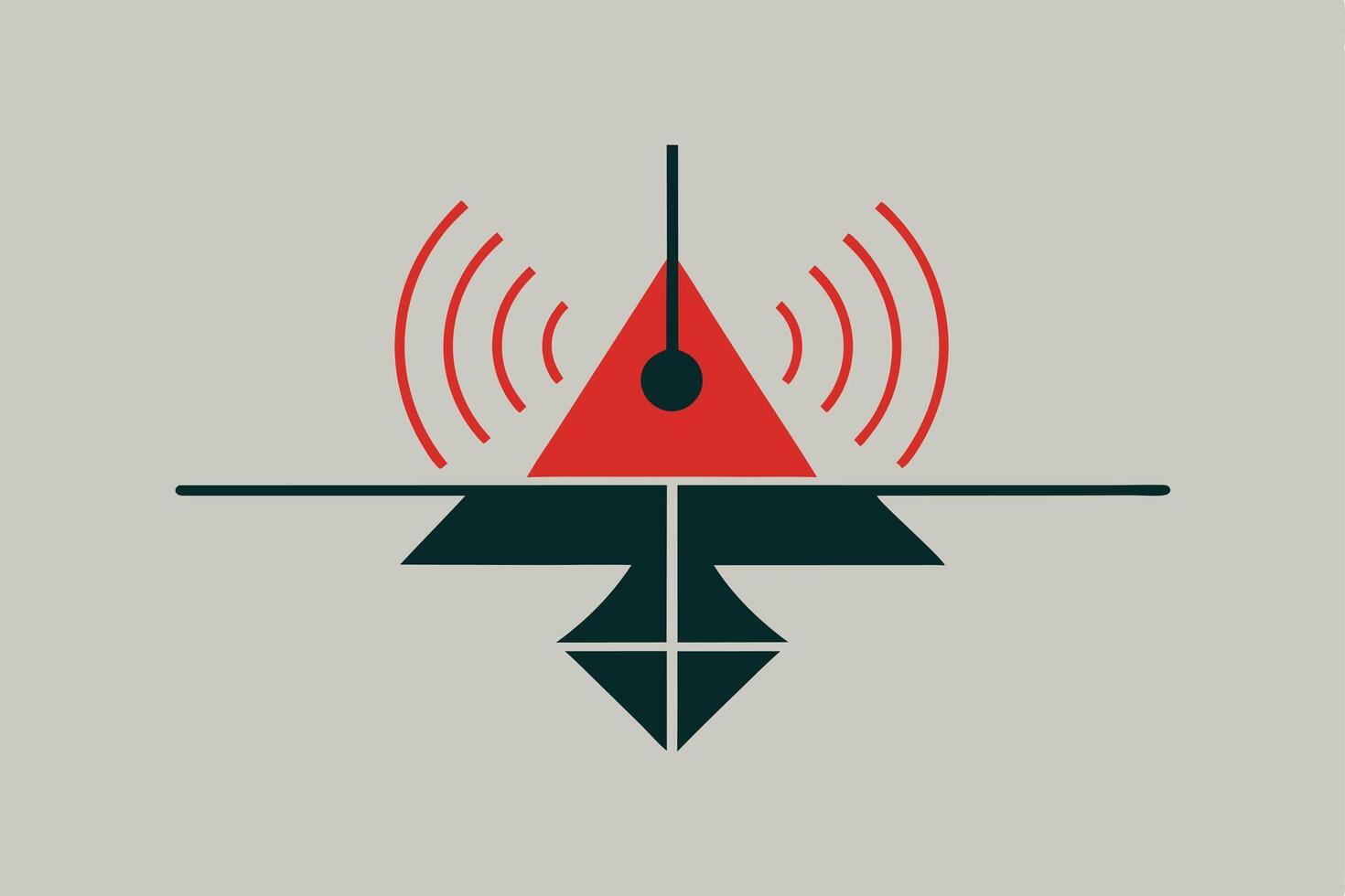 Abstract Red Triangle Sensor Technology Signal Wireless Waves vector