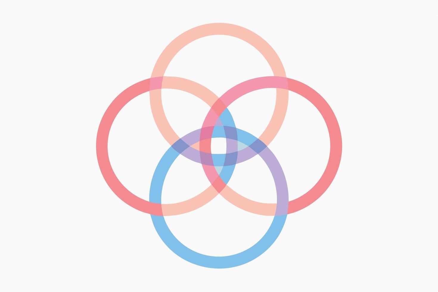 Interconnected Pastel Circles Abstract Design, Overlapping Rings, Geometric Pattern, Venn Diagram vector