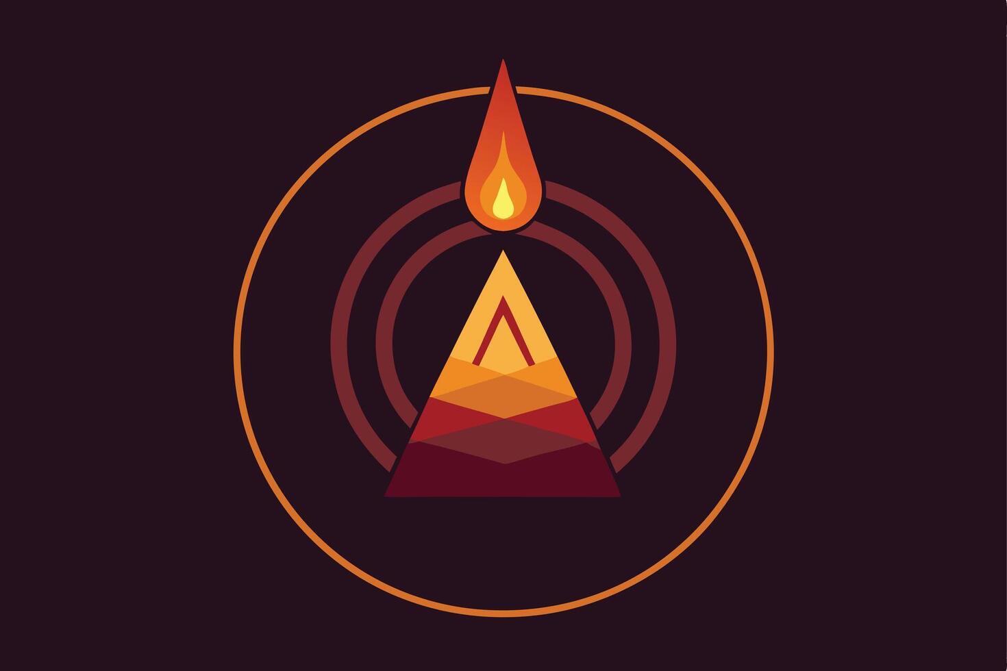 Abstract Pyramid Mountain Flame Circle Design Art Graphic vector