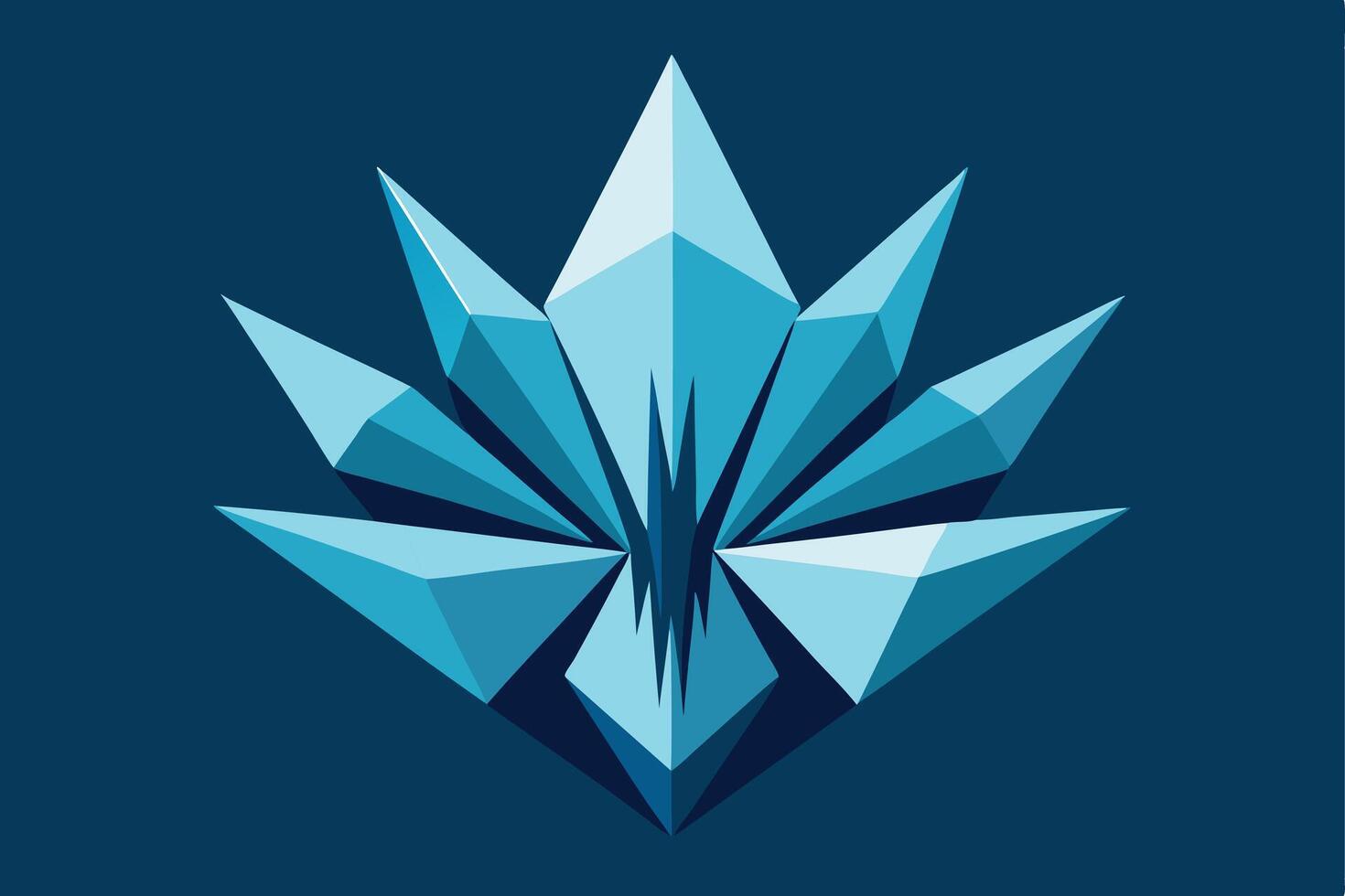 Abstract Crystalline Design Geometric Blue Ice Shard Flower vector