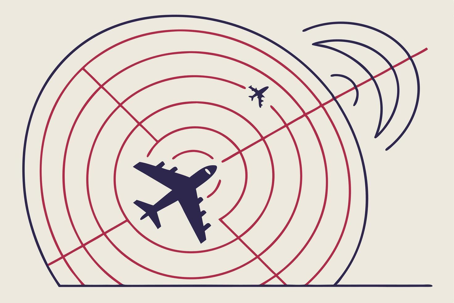 Air Traffic Control Radar System Airplane Flight Monitoring vector