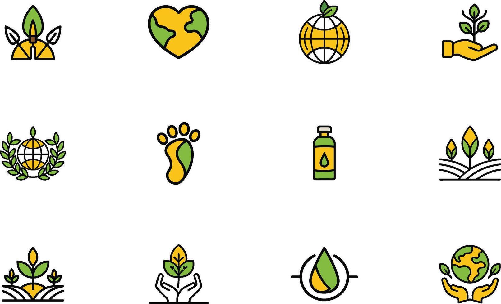 Green eco friendly bundle icons set earth nature vector