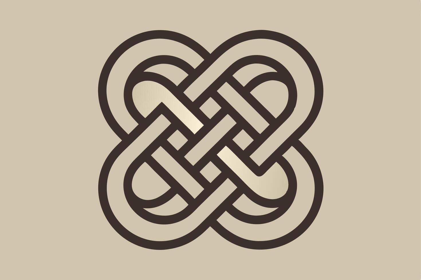 Celtic Knot Design Intertwined Pattern, Abstract Art, Geometric Shapes, Brown Lines, Elegant Ornamen vector