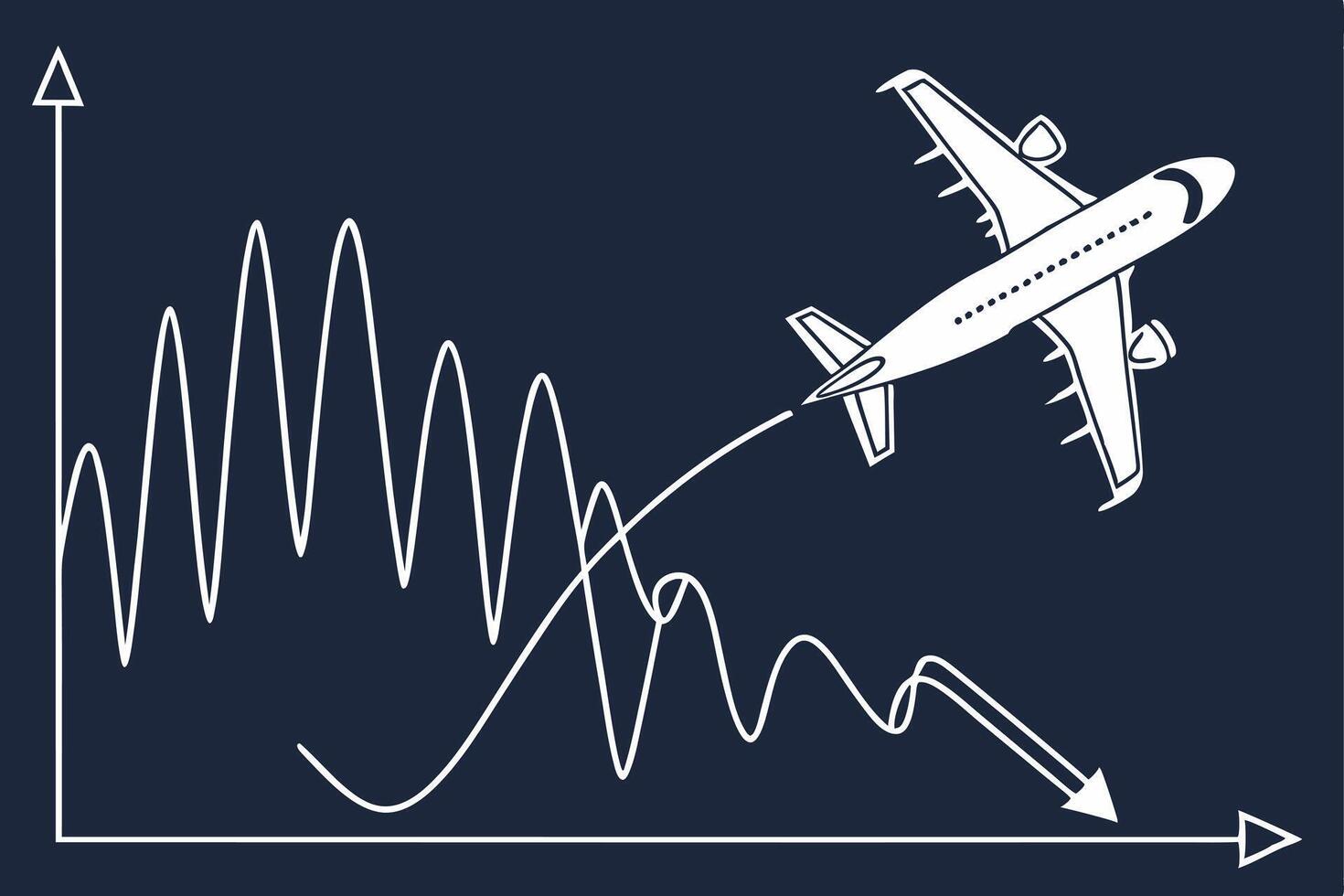 Airline Industry Decline Flight Path Shows Economic Downturn vector