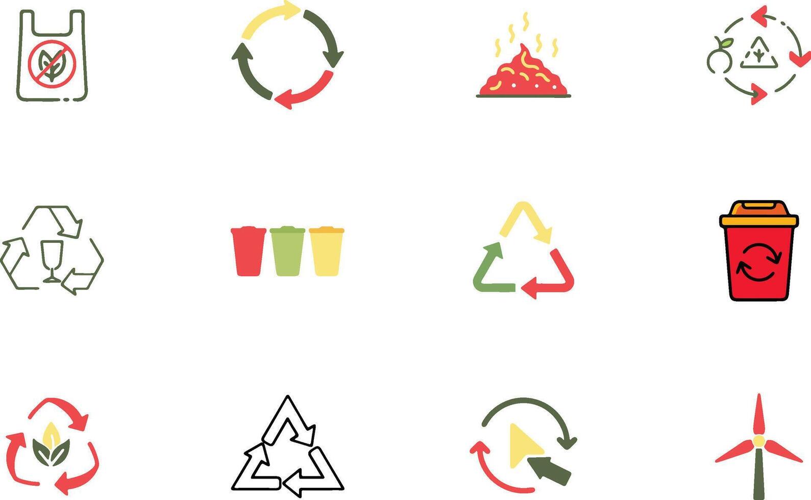 Recycling icons bundle eco friendly waste management symbols vector