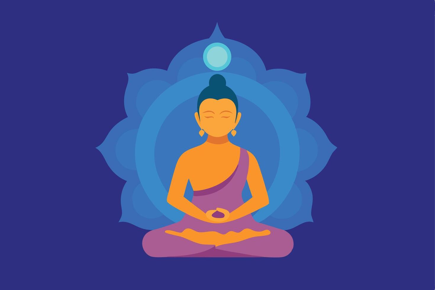 Serene Buddha Meditation Peaceful Lotus Mandala Enlightenment vector