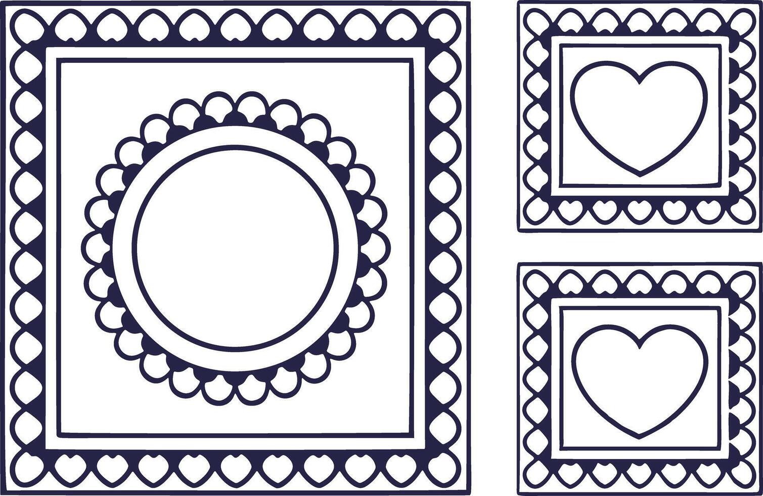 Hand drawn frame design with hearts and ornate borders perfect for valentines day vector