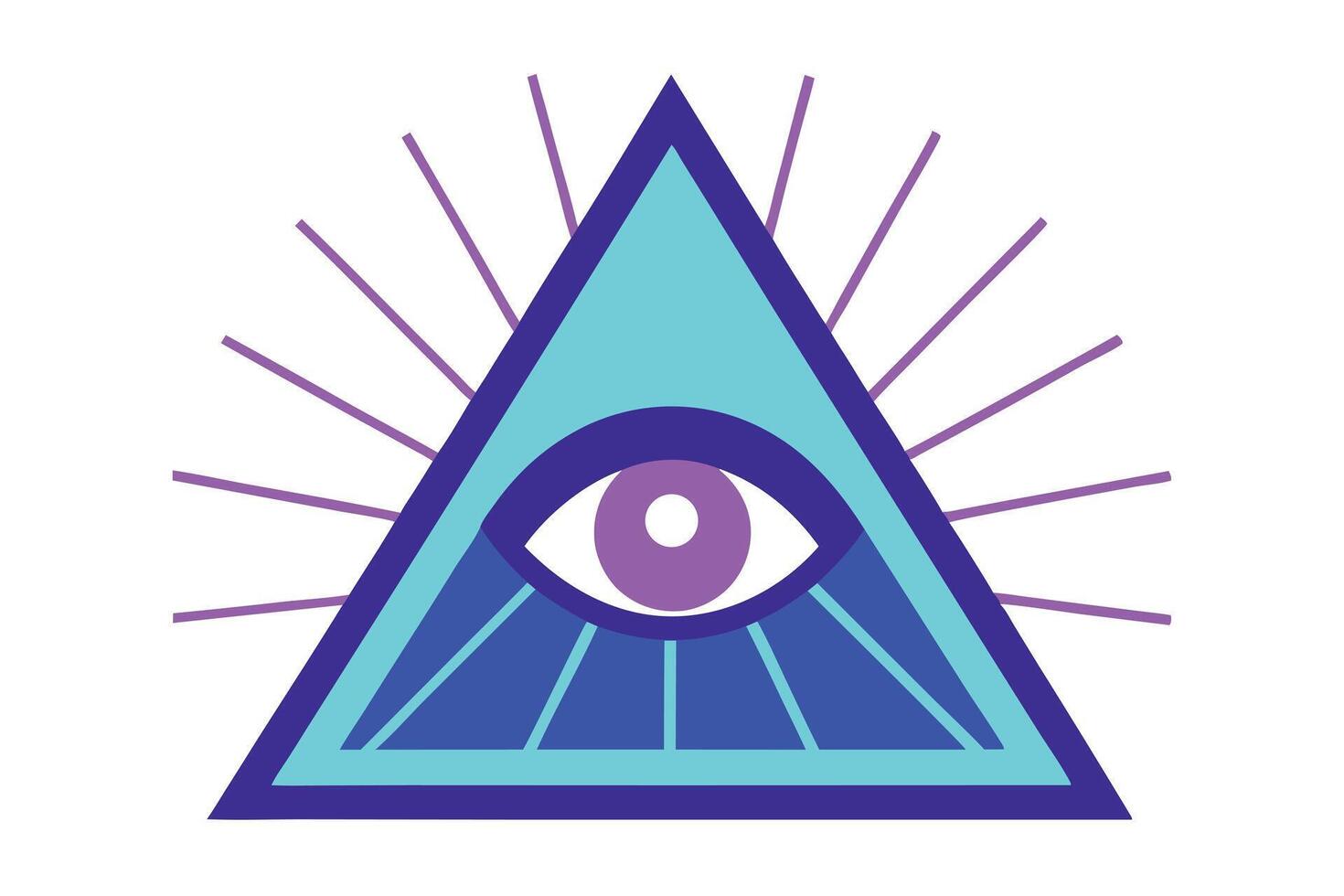 Mystic Eye of Providence Triangle, Rays, Illuminati Symbolism vector