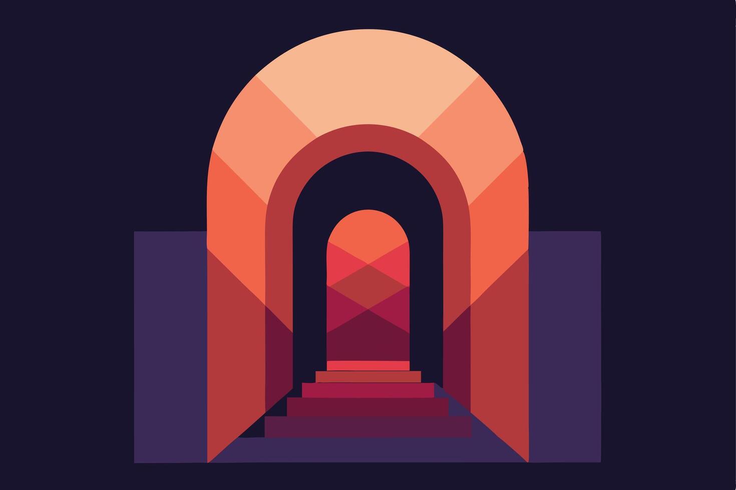 Abstract Geometric Entrance Pathway Red Orange Design vector
