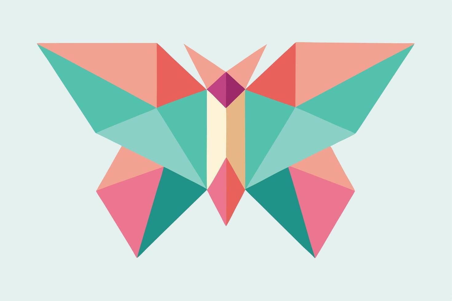 Geometric Butterfly Abstract Polygon Art, Colorful Wings, Teal, Pink vector