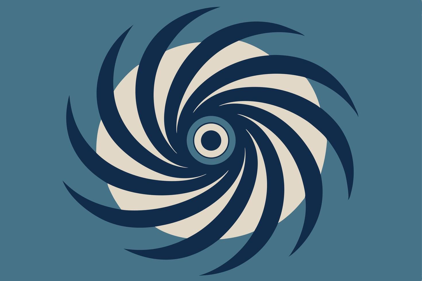 Abstract Swirling Vortex Eye Design, Nautical Theme, Blue Hues vector