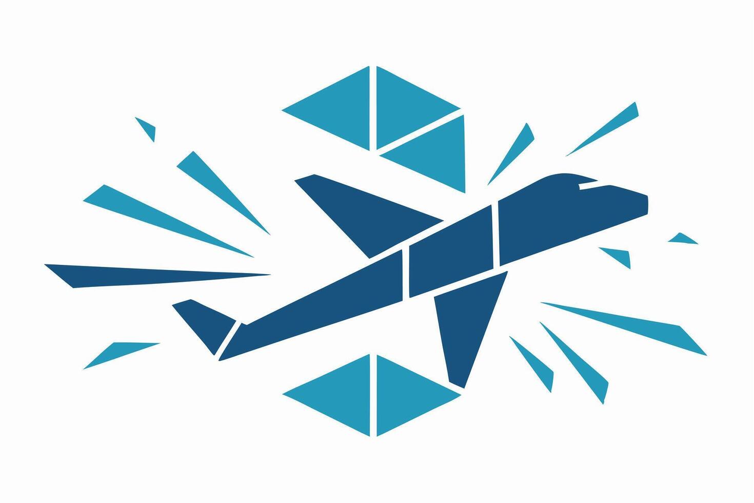 Abstract Airplane Design Geometric Flight, Shattered, Speed, Travel, Blue vector
