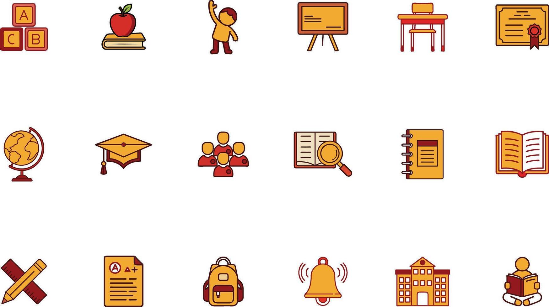 Back to school education icons bundle flat design vector