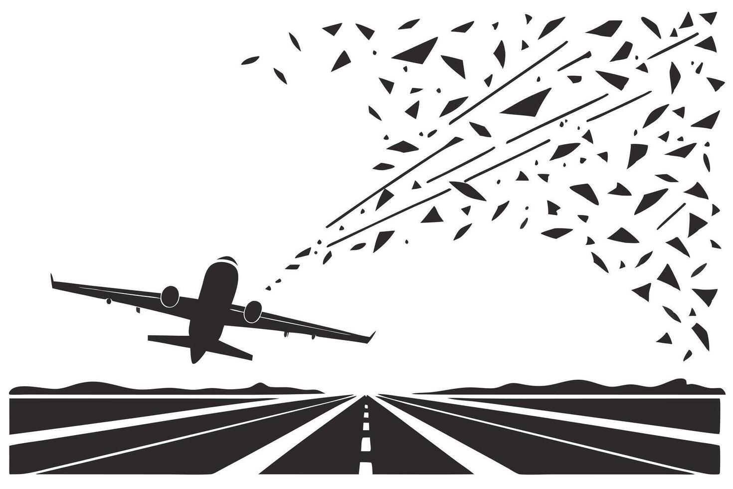Airplane Disintegration Runway Catastrophe, Flight Debris, Air Crash vector
