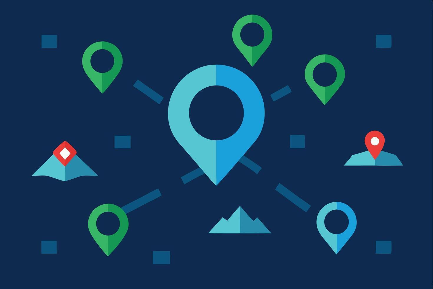 Global Location Tracking Network Map, GPS, Points, Places vector