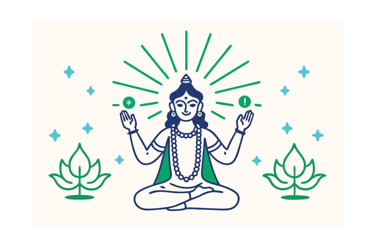 Enlightened Yogi Meditating Lotus, Balance, Spiritual Growth vector