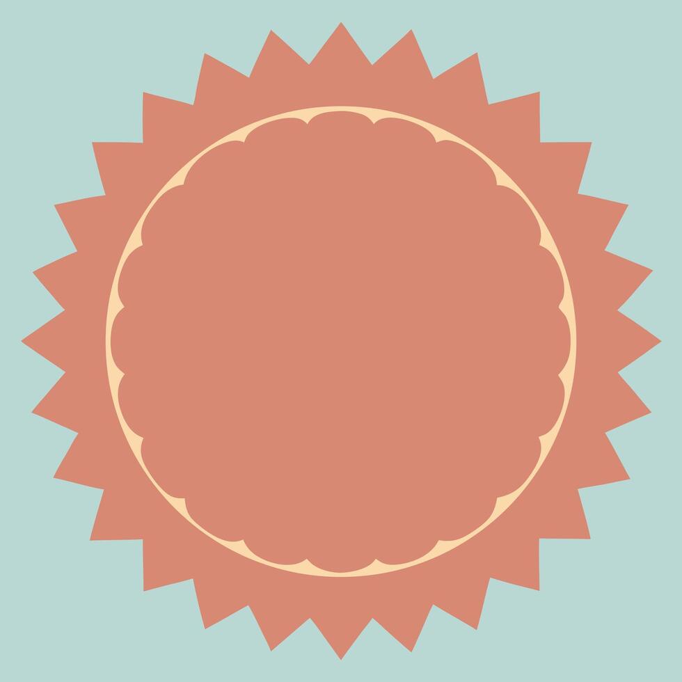 Handmade pastel pink sunburst circle logo design template vector