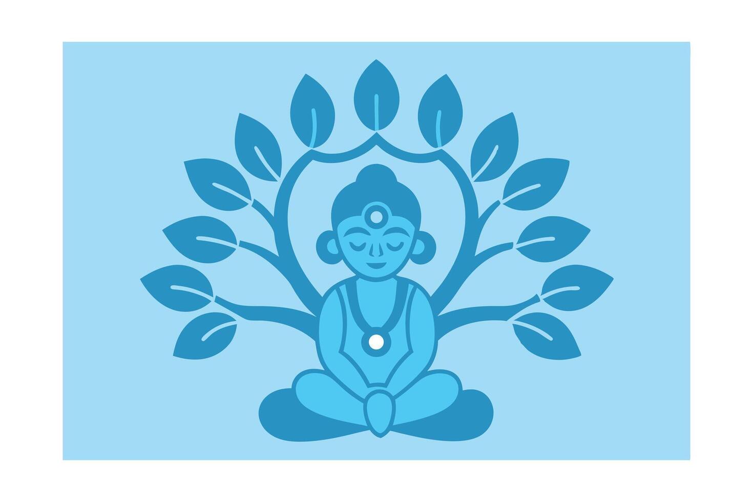 Serene Meditation Buddha, Tree of Life, Yoga, Peace, Tranquility, Enlightenment, Spiritual, Mindfuln vector